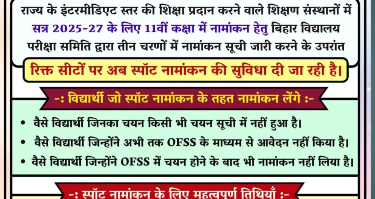 Bihar Board Class 11th Sports Admission 2025
