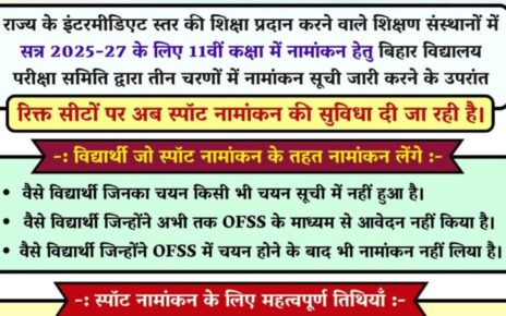 Bihar Board Class 11th Sports Admission 2025